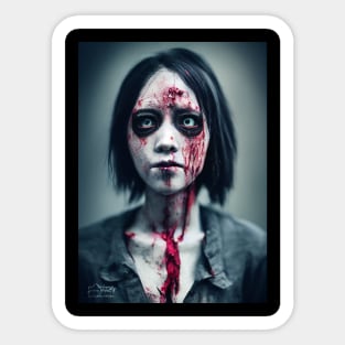 Zombie Girl Portrait Sticker